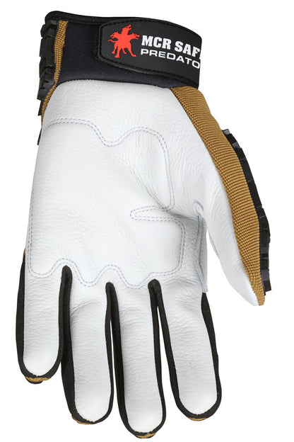 PD2903 - Predator® Mechanics Work Gloves - Premium Cow Grain Leather Palm - D3O® Foam Padded Palm - Tire Tread Pattern TPR Back Back-of-Hand - Reinforced Thumb Crotch - Patented Tire Tread TPR on the Back of the Hand
