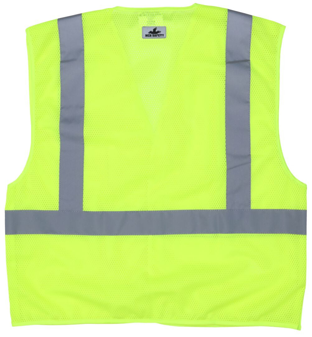 MCR Safety CL2ML - Hi-Vis Lime Safety Vest -2 Inch Silver Reflective Stripes - Breakaway Design with Hook & Loop Closures - Meets ANSI/ISEA 107 2020 Standard - Type R Class 2 Compliant - Tear Away Design Helps Protect Wearer from being Pulled into Harm's  — manufacturer image 3