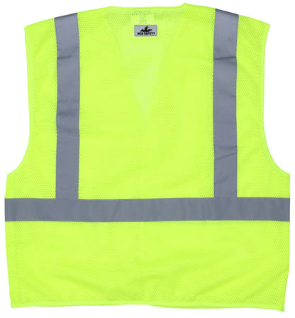 MCR Safety CL2ML - Hi-Vis Lime Safety Vest -2 Inch Silver Reflective Stripes - Breakaway Design with Hook & Loop Closures - Meets ANSI/ISEA 107 2020 Standard - Type R Class 2 Compliant - Tear Away Design Helps Protect Wearer from being Pulled into Harm's  — manufacturer image 3