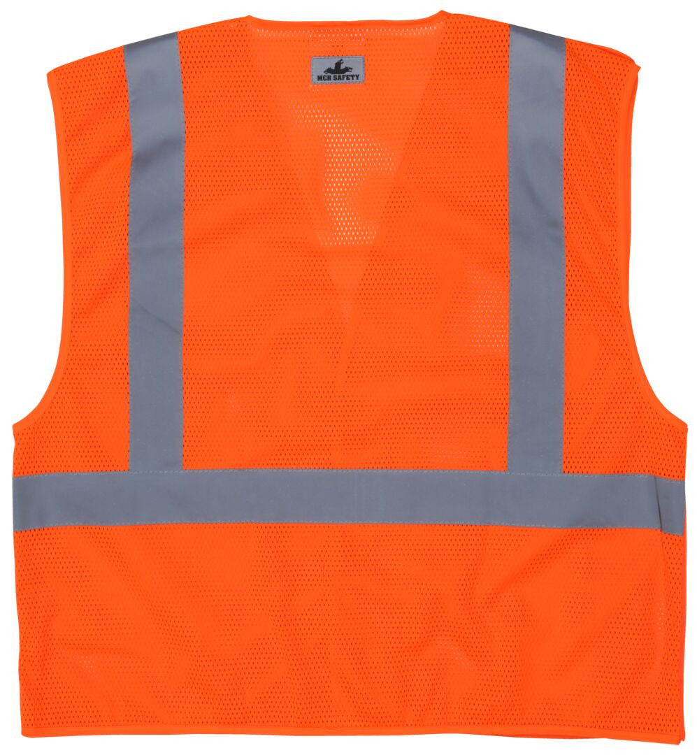 MCR Safety CL2MO - Hi-Vis Orange Safety Vest - 2 Inch Silver Reflective Stripes - Mesh Fabric - Meets ANSI/ISEA 107 2020 Standard - Type R Class 2 Compliant - Tear Away Design Better Protects Wearer from being Pulled into Harm's Way — manufacturer image 3