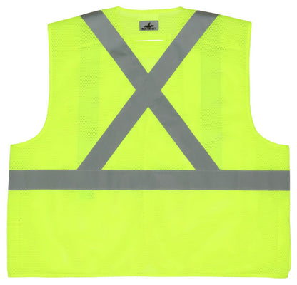 MCR Safety RXCL2ML - Hi-Vis Reflective Lime Safety Vest - Manufactured with Recycled Materials - Meets ANSI/ISEA 107 2020 Standard -Type R Class 2 Compliant - Five Point Break Away Design - Made with Environmentally Friendly Recycled Water Bottles and Pol — manufacturer image 3
