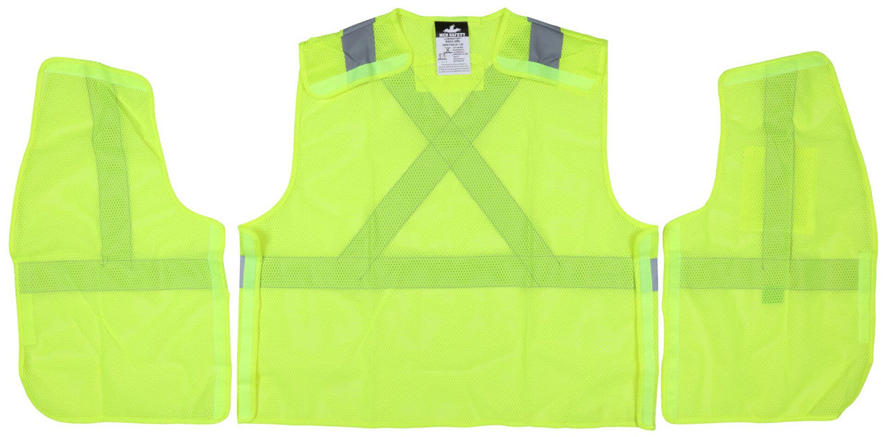 MCR Safety RXCL2ML - Hi-Vis Reflective Lime Safety Vest - Manufactured with Recycled Materials - Meets ANSI/ISEA 107 2020 Standard -Type R Class 2 Compliant - Five Point Break Away Design - Made with Environmentally Friendly Recycled Water Bottles and Pol — manufacturer image 4