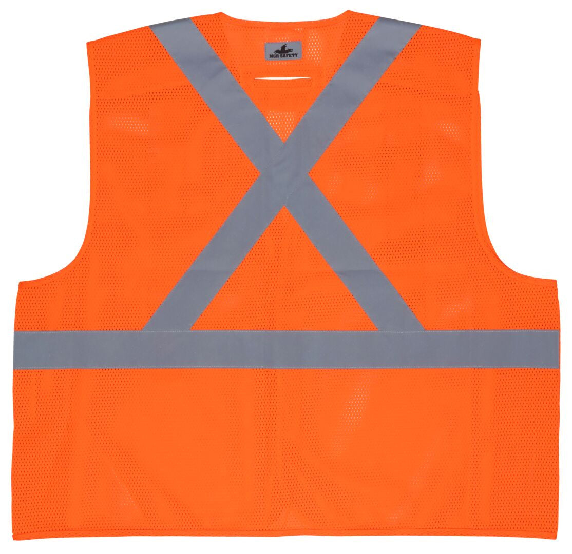 MCR Safety RXCL2MO - Hi-Vis Reflective Orange Safety Vest - Manufactured with Recycled Material - Meets ANSI/ISEA 107 2020 Standard - Type R Class 2 Compliant - Five Point Break Away - Made with Environmentally Friendly Recycled Water Bottles and Polyeste — manufacturer image 3