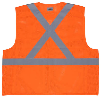 MCR Safety RXCL2MO - Hi-Vis Reflective Orange Safety Vest - Manufactured with Recycled Material - Meets ANSI/ISEA 107 2020 Standard - Type R Class 2 Compliant - Five Point Break Away - Made with Environmentally Friendly Recycled Water Bottles and Polyeste — manufacturer image 3