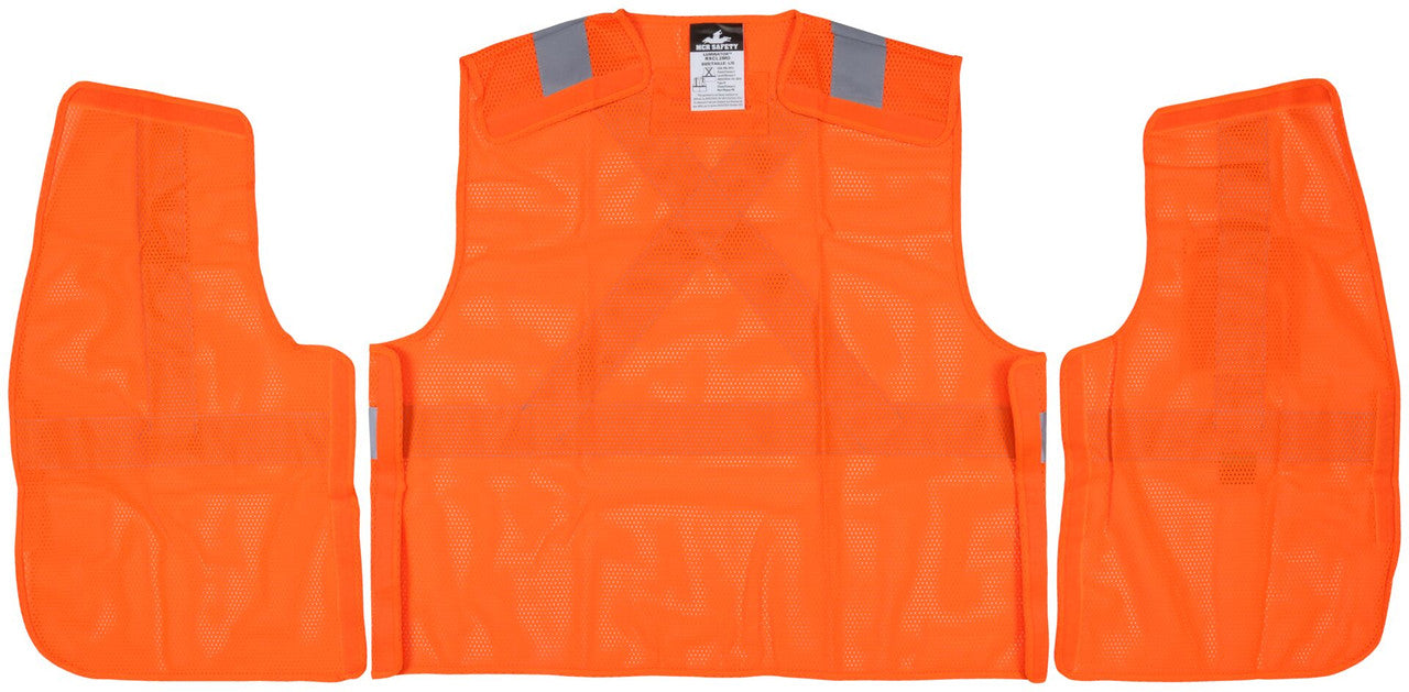 MCR Safety RXCL2MO - Hi-Vis Reflective Orange Safety Vest - Manufactured with Recycled Material - Meets ANSI/ISEA 107 2020 Standard - Type R Class 2 Compliant - Five Point Break Away - Made with Environmentally Friendly Recycled Water Bottles and Polyeste — manufacturer image 4