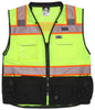 PSURVCL2LS - Premium Hi-Vis Reflective Safety Vest - Zippered Front Closure with Solid Front & Mesh Back - Meets ANSI/ISEA 107 2020 Standard - Type R Class 2 Compliant