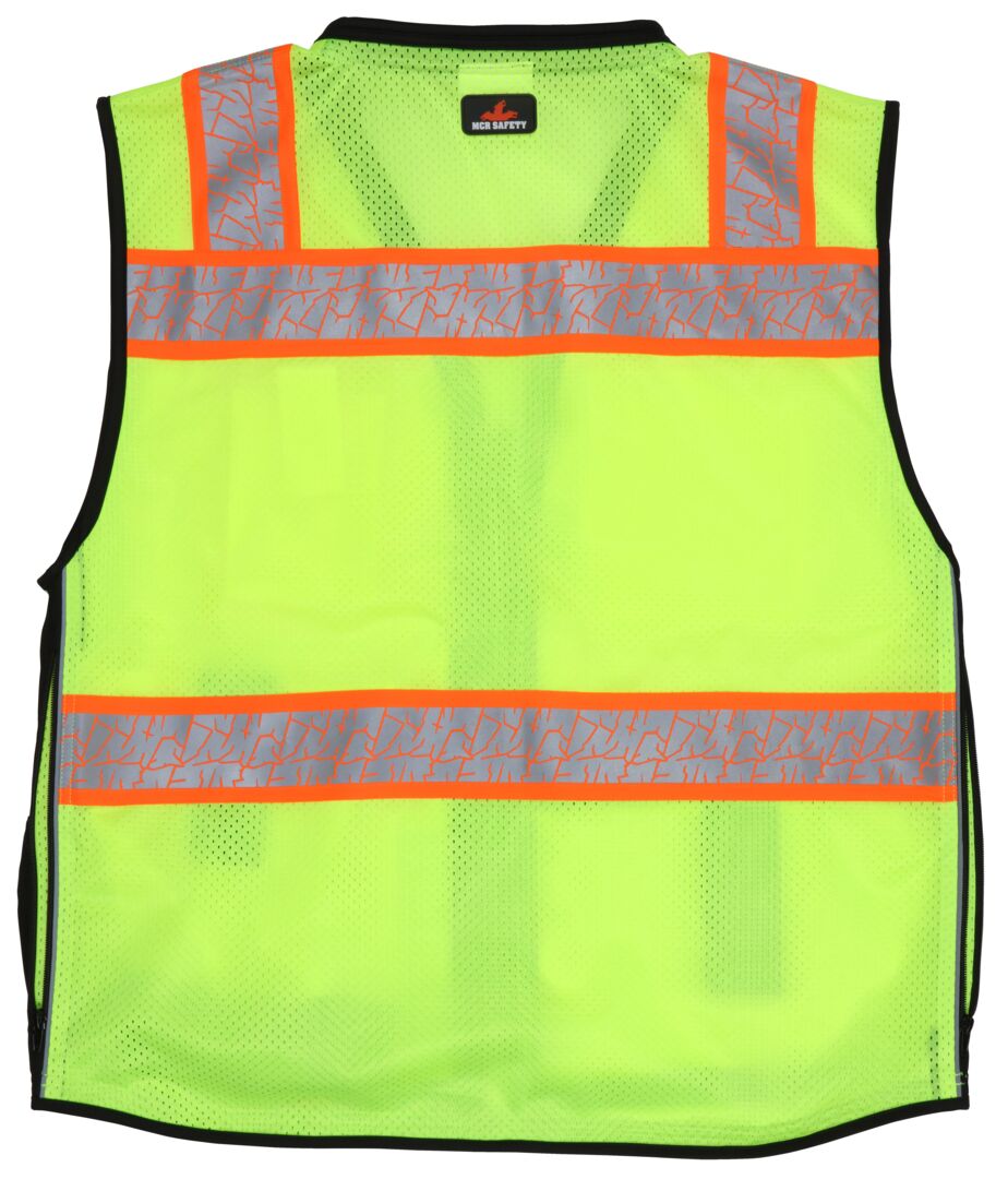 PSURVCL2LS - Premium Hi-Vis Reflective Safety Vest - Zippered Front Closure with Solid Front & Mesh Back - Meets ANSI/ISEA 107 2020 Standard - Type R Class 2 Compliant