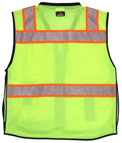 PSURVCL2LS - Premium Hi-Vis Reflective Safety Vest - Zippered Front Closure with Solid Front & Mesh Back - Meets ANSI/ISEA 107 2020 Standard - Type R Class 2 Compliant
