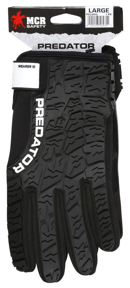 PD2904 - Predator® Mechanics Gloves - Synthetic Leather Palm - Tire Tread Pattern TPR Back of Hand Protection - Adjustable Wrist Closure with ID Pad - PVC on the Fingertips, Palm, and Thumb Crotch for Enhanced Grip and Abrasion Resistance