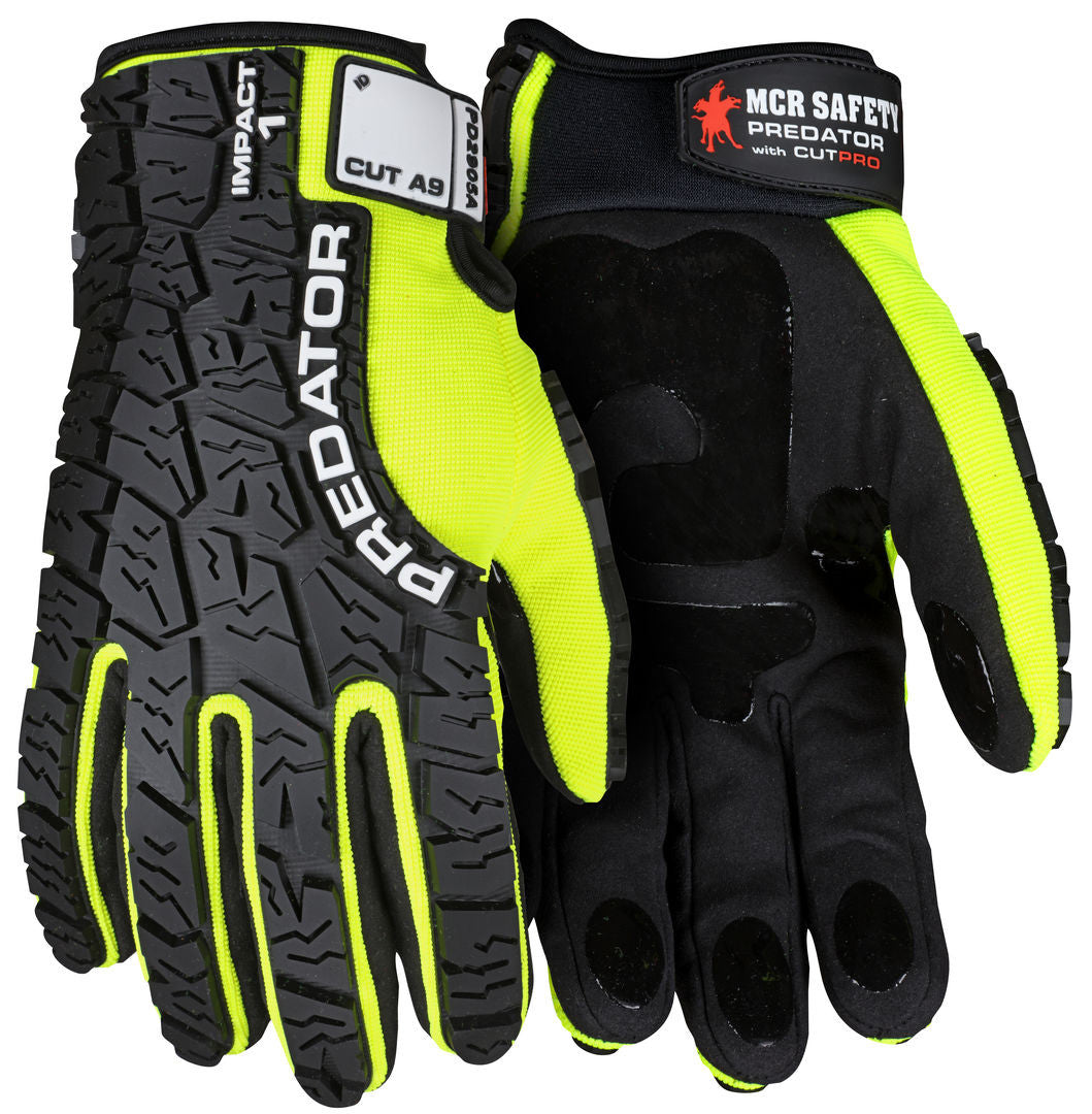 PD2905A - Predator® Mechanics Gloves - Cut Resistant Work Gloves - Made with Alycore™ - Cut and Puncture Protection - Tire Tread Pattern TPR Protects the Back of Hand - Adjustable Wrist Closure with ID Pad