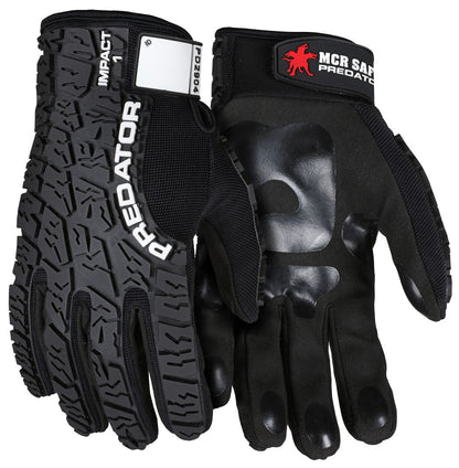 PD2904 - Predator® Mechanics Gloves - Synthetic Leather Palm - Tire Tread Pattern TPR Back of Hand Protection - Adjustable Wrist Closure with ID Pad - PVC on the Fingertips, Palm, and Thumb Crotch for Enhanced Grip and Abrasion Resistance