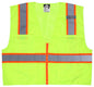 MCR Safety SURVML - Hi-Vis Reflective Lime Safety Vest - Meets ANSI/ISEA 107 2020 Standard - Type R Class 2 Compliant - Mesh Fabric with 3-Inch Orange Silver Stripes - Zipper Front Closure - Surveyor Safety Vest with 6 Pockets