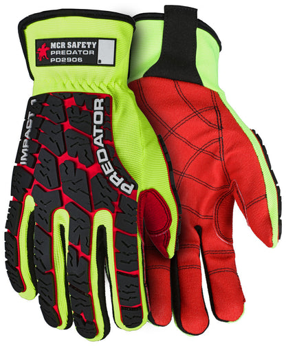 PD2906 - Predator® Mechanics Work Gloves - Textured PVC Coated Palm - Tire Tread Pattern TPR Back-of-Hand Protection - Slip-On Wrist with ID Pad - TPR Back of Provides Impact Protection