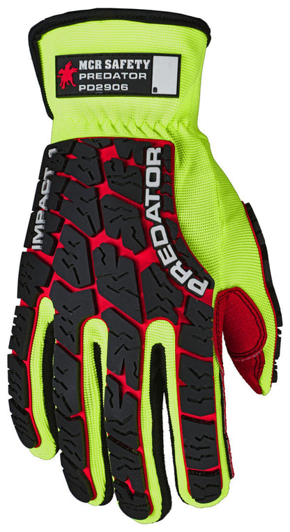 PD2906 - Predator® Mechanics Work Gloves - Textured PVC Coated Palm - Tire Tread Pattern TPR Back-of-Hand Protection - Slip-On Wrist with ID Pad - TPR Back of Provides Impact Protection