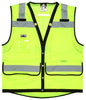 MCR Safety VSURVMLB - Hi-Vis Reflective Lime Safety Vest - Surveyor Vest with 9 Pockets - Sturdy Metal Snap Front Closure - Meets ANSI/ISEA 107 2020 Standard - Type R Class 2 Compliant - Premium Surveyor Vest with Extra-Large Plan Pocket on the Back