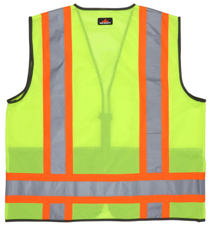 MCR Safety Luminator ANSI Class 2 Solid Front/Mesh Back Safety Vests