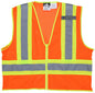 MCR Safety WCCL2OFR - Hi-Vis Reflective Orange Safety Vest - 4.5 Inch Lime Silver Stripes - Meets ANSI/ISEA 107 2020 Standard - Type R Class 2 Compliant - Limited Flammability - Dielectric - Zipper Front Closure