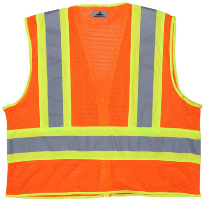 MCR Safety WCCL2OFR - Hi-Vis Reflective Orange Safety Vest - 4.5 Inch Lime Silver Stripes - Meets ANSI/ISEA 107 2020 Standard - Type R Class 2 Compliant - Limited Flammability - Dielectric - Zipper Front Closure — manufacturer image 3