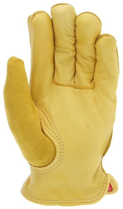 Insulated Deerskin Leather Driver Gloves, Grain Palm, Fleece Lined
