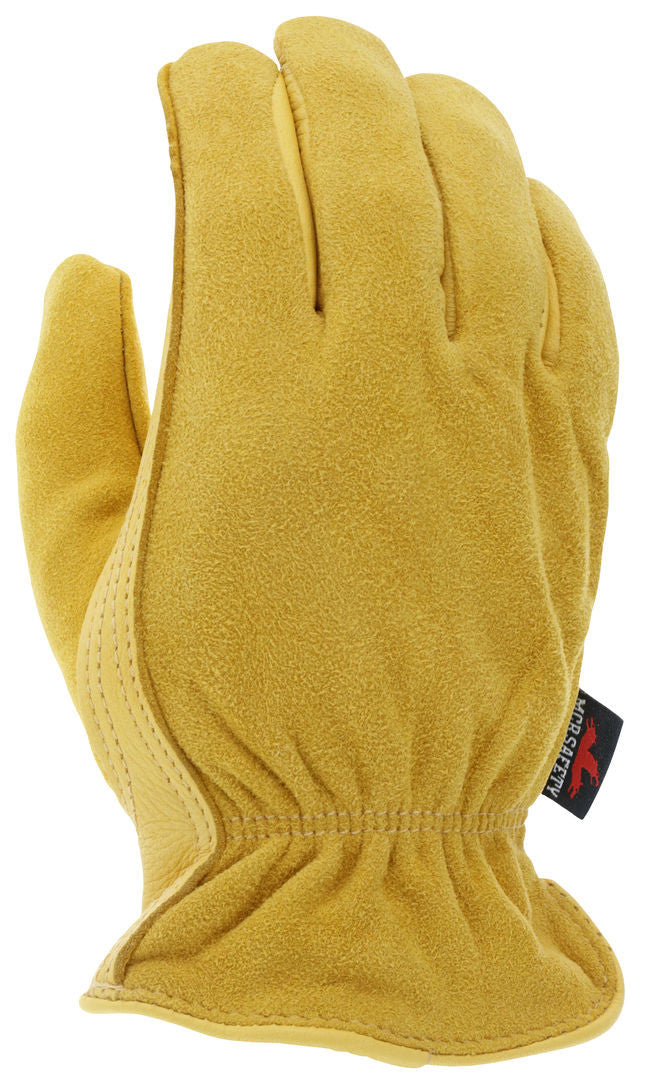 Insulated Deerskin Leather Driver Gloves, Grain Palm, Fleece Lined