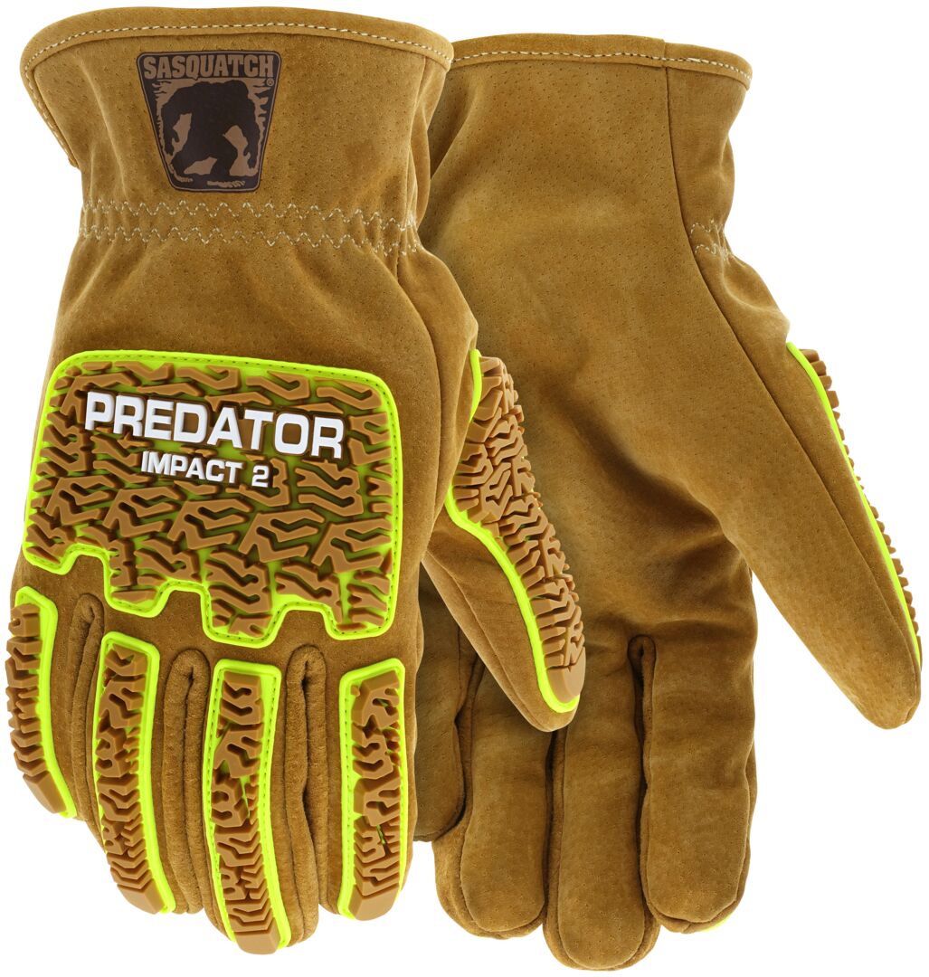 PD3430 - Predator® PD6 Impact Mechanics Gloves - Sasquatch® Leather Driver Work Gloves - TPR Back of Hand Protection - Cut, Abrasion, and Impact Resistant - Wing Thumb