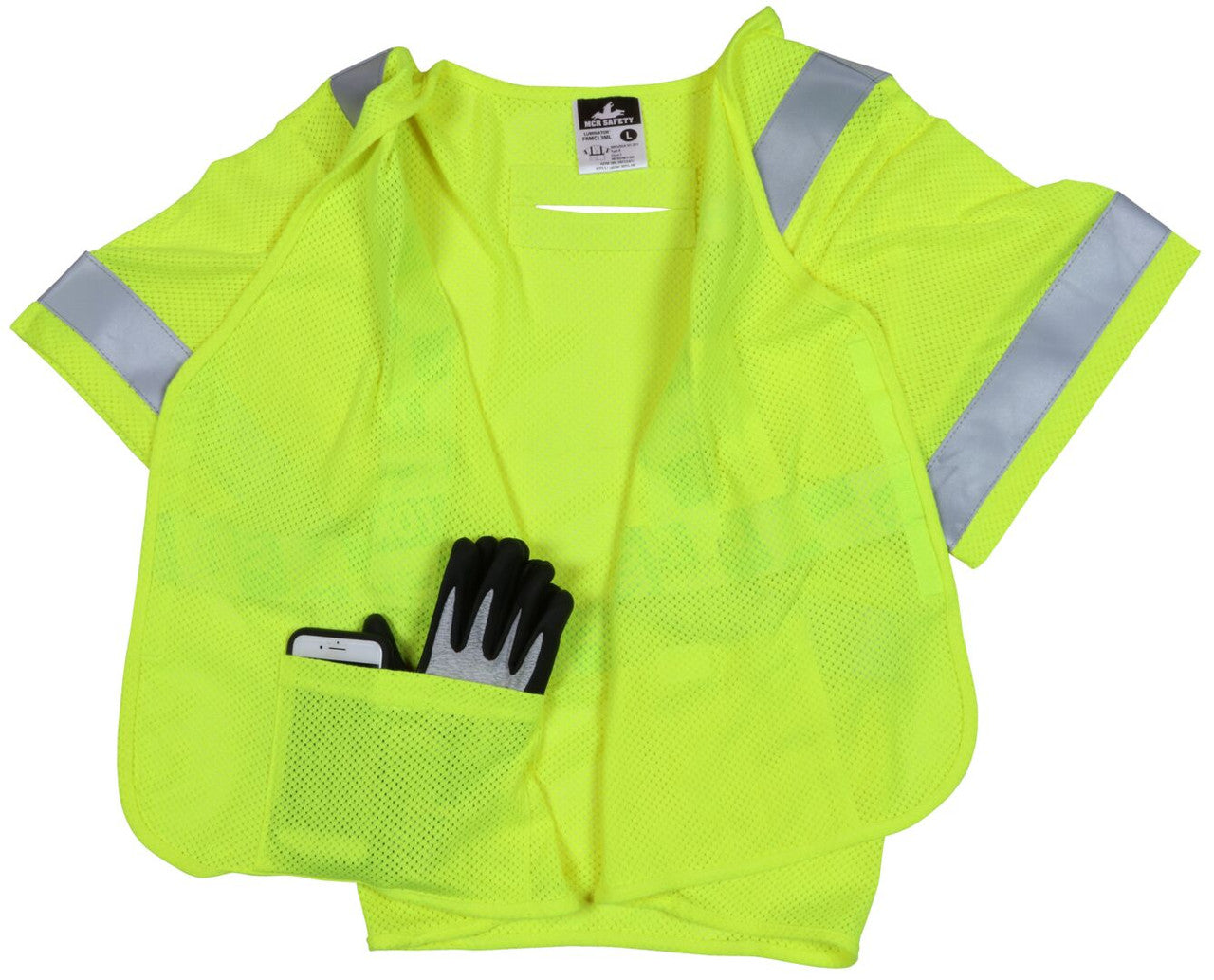 MCR Safety FRMCL3ML - Flame Resistant (FR) Safety Vest - ANSI/ISEA 107 Type R Class 3 Compliant - Mesh Modacrylic / Aramid Blend - 2 Inch Silver FR Stripes - ARC rating of 4.6 cal / cm² — manufacturer image 4