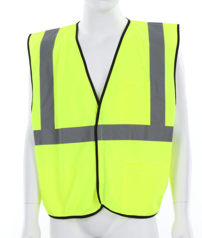 MCR Safety VCL2SL - Hi-Vis Reflective Lime Safety Vest - Meets ANSI/ISEA 107 2020 Standard - Type R Class 2 Compliant - Solid Fabric with 2 Inch Silver Stripes - Hook and Loop Front Closure — manufacturer image 2