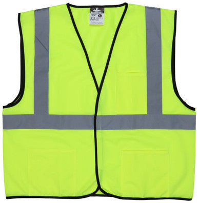 MCR Safety VCL2SL - Hi-Vis Reflective Lime Safety Vest - Meets ANSI/ISEA 107 2020 Standard - Type R Class 2 Compliant - Solid Fabric with 2 Inch Silver Stripes - Hook and Loop Front Closure