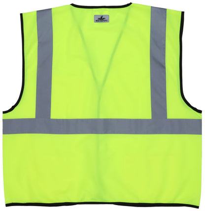 MCR Safety VCL2SL - Hi-Vis Reflective Lime Safety Vest - Meets ANSI/ISEA 107 2020 Standard - Type R Class 2 Compliant - Solid Fabric with 2 Inch Silver Stripes - Hook and Loop Front Closure — manufacturer image 3