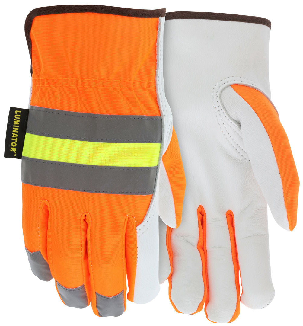 Luminator Hi-Visibility Grain Goatskin Driver Gloves, Reflective, Keystone Thumb