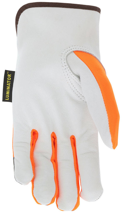 Luminator Hi-Visibility Grain Goatskin Driver Gloves, Reflective, Keystone Thumb