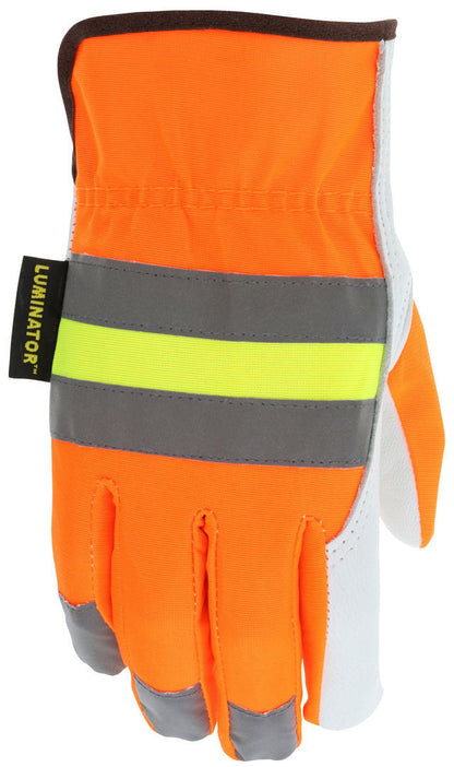 Luminator Hi-Visibility Grain Goatskin Driver Gloves, Reflective, Keystone Thumb