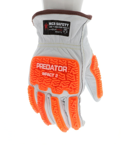 36136KDP - MCR Safety CutPro® Leather Drivers Cut Resistant Gloves - Padded Double Palm Lined with DuPont™ Kevlar® Aramid - Grain Goatskin