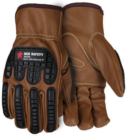 Goatskin Leather Driver Gloves, TPR Impact Protection, Oil Block, Keystone Thumb