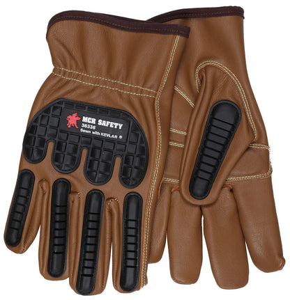 Goatskin Leather Driver Gloves, TPR Impact Protection, Oil Block, Keystone Thumb