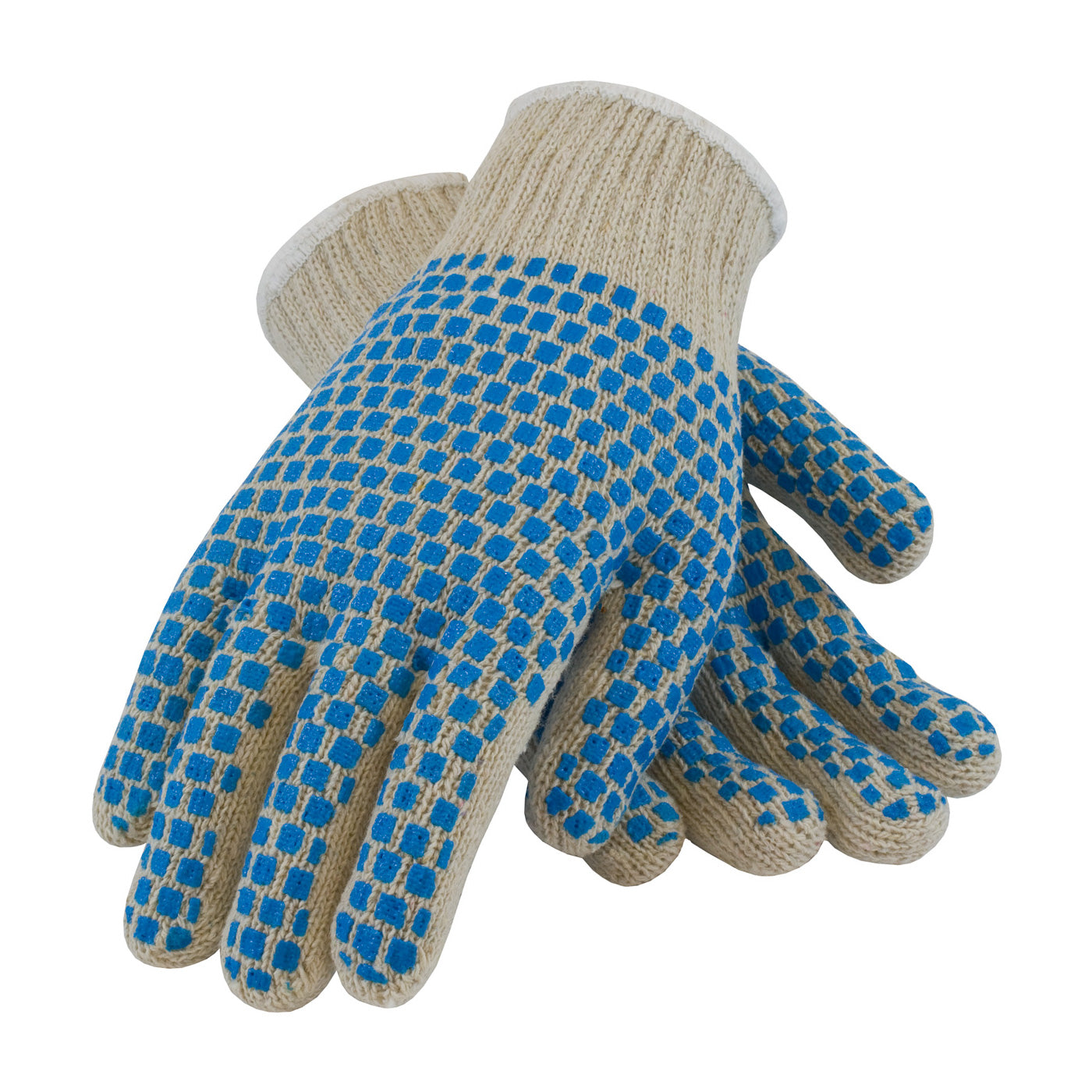 Seamless Knit Cotton / Polyester Glove with Double-Sided PVC Brick Pattern Grip - 7 Gauge