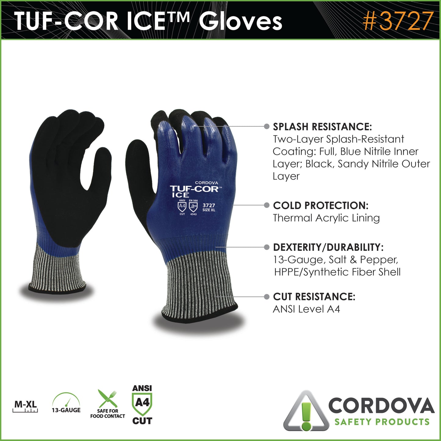 Cordova Tuf-cor™ Ice, Two-ply Shell: 13-gauge #3727 - 3727M image 3