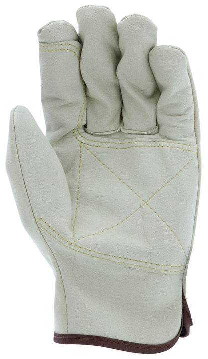 Synthetic Leather Driver Gloves, Double Palm, Wing Thumb, Split Cowhide Texture