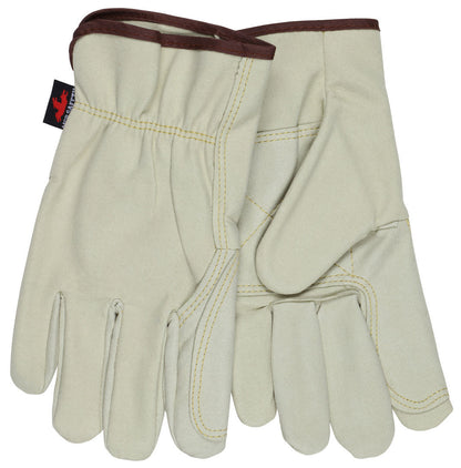 Synthetic Leather Driver Gloves, Double Palm, Wing Thumb, Split Cowhide Texture