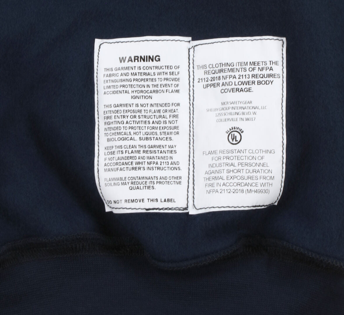 MCR Safety SS2N - ** Limited Inventory Available ** MCR Safety FR Gear - Navy Blue Flame Resistant (FR) Hooded Pullover Sweatshirt - 100% Cotton - Interlock Fleece Shell - NFPA 70E and NFPA 2112 Compliant — manufacturer image 6