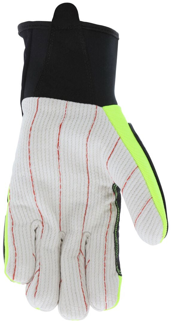 UT1901 - MCR Safety UltraTech® Mechanics Gloves - Hi-Visibility, Heat and Abrasion Resistant Gloves - Corded Cotton Double Palm - TPR Back-of-Hand Protection - Provides Excellent Impact Protection