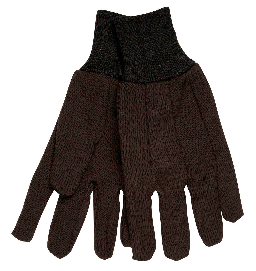 7100 - Brown Jersey Work Gloves - Clute Pattern with Knit Wrist - 7-Ounce Cotton/Polyester Blend - Brown Jersey Gloves are Good for Laundering