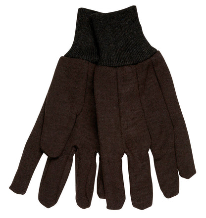 7100 - Brown Jersey Work Gloves - Clute Pattern with Knit Wrist - 7-Ounce Cotton/Polyester Blend - Brown Jersey Gloves are Good for Laundering