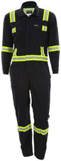 MCR Safety SBC1032 - Summit Breeze® Flame Resistant (FR) Coverall - Navy Blue 5.5-ounce Inherent Blend Material - Long Sleeve with Vented Underarms and Back - 3 Inch Triple Trim FR Reflective Stripes - CAT2 - ASTM F1930 Tested - Less Than 8% Body Burn