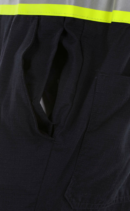 MCR Safety SBC1032 - Summit Breeze® Flame Resistant (FR) Coverall - Navy Blue 5.5-ounce Inherent Blend Material - Long Sleeve with Vented Underarms and Back - 3 Inch Triple Trim FR Reflective Stripes - CAT2 - ASTM F1930 Tested - Less Than 8% Body Burn — manufacturer image 7