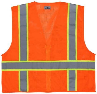 MCR Safety RSURVMO - Hi-Vis Reflective Orange Safety Vest - Manufactured with Recycled Materials - Meets ANSI/ISEA 107 2020 Standard - Type R Class 2 Compliant - Environmentally Friendly Recycled Water Bottles and Polyester — manufacturer image 3
