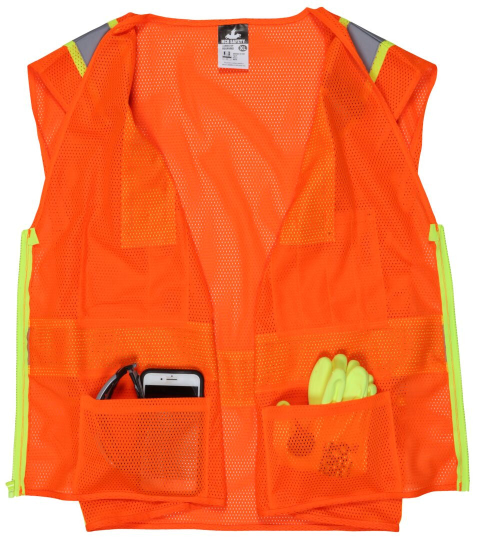 MCR Safety RSURVMO - Hi-Vis Reflective Orange Safety Vest - Manufactured with Recycled Materials - Meets ANSI/ISEA 107 2020 Standard - Type R Class 2 Compliant - Environmentally Friendly Recycled Water Bottles and Polyester — manufacturer image 4