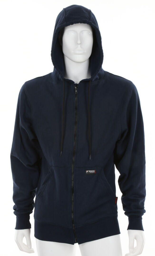 MCR Safety SS1N - MCR Safety FR Gear - Navy Blue Flame Resistant (FR) Hooded Sweatshirt - 95% Cotton 5% Spandex - Interlock Fleece Shell - 11.5 oz/yd² - Fabric Meets NFPA 70E and NFPA 2112 Requirements — manufacturer image 2