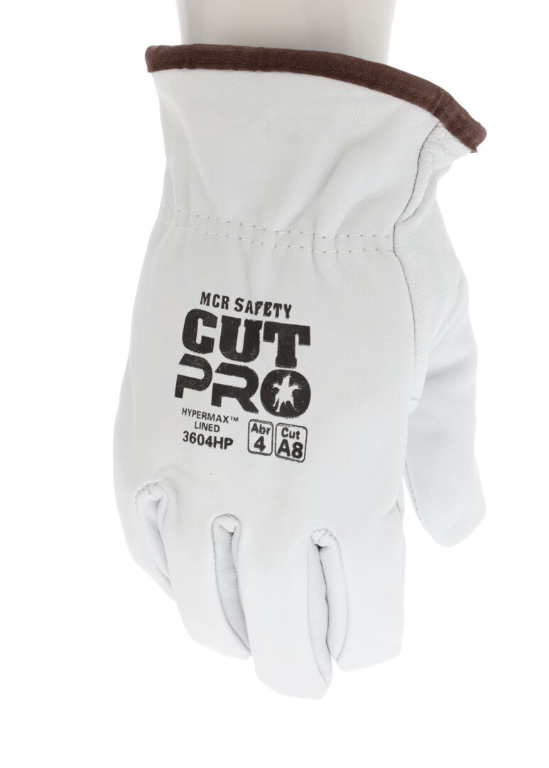 3604HP - Leather Drivers Work Gloves - Premium A Grade Goatskin Leather - Lined with HyperMax® HPPE Cut Resistant Material - Wing Thumb - HyperMax® Cut Resistant Yarns offer Excellent Protection and Unparalleled Comfort