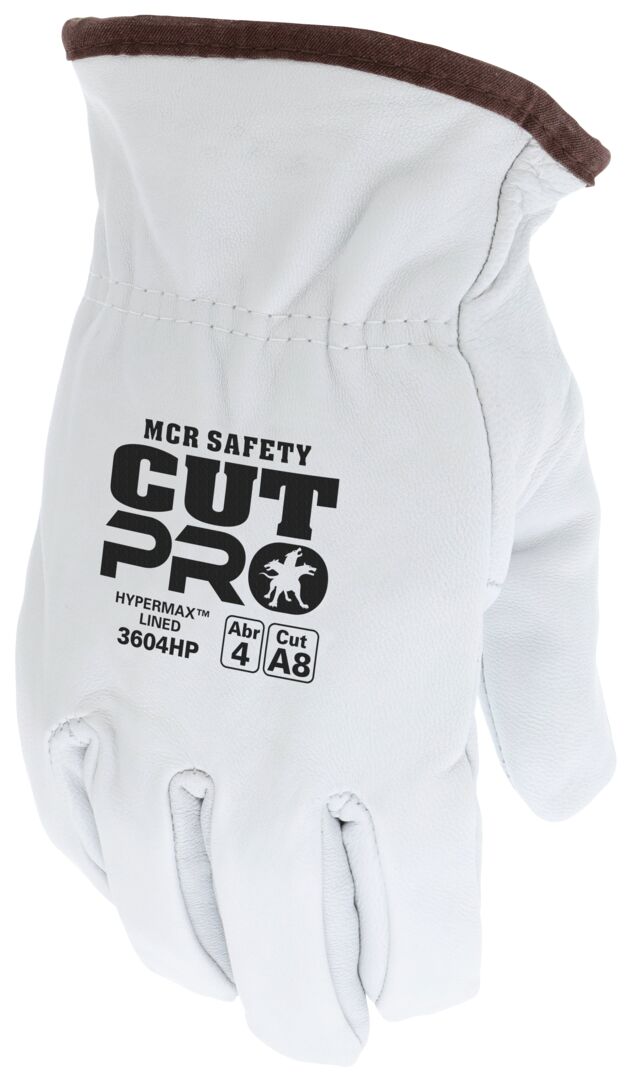 3604HP - Leather Drivers Work Gloves - Premium A Grade Goatskin Leather - Lined with HyperMax® HPPE Cut Resistant Material - Wing Thumb - HyperMax® Cut Resistant Yarns offer Excellent Protection and Unparalleled Comfort